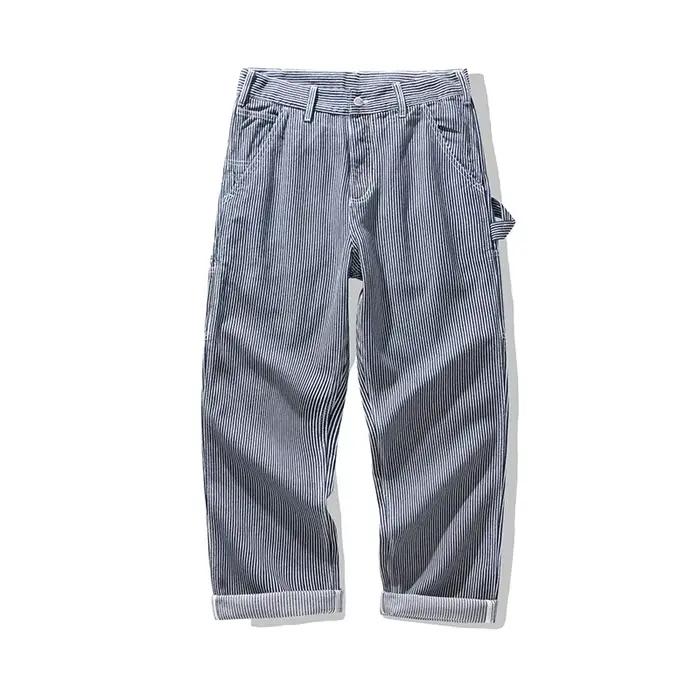 Jean homme rétro ferroviaire haute qualité denim dense style safari pantalon cargo multi poches printemps automne