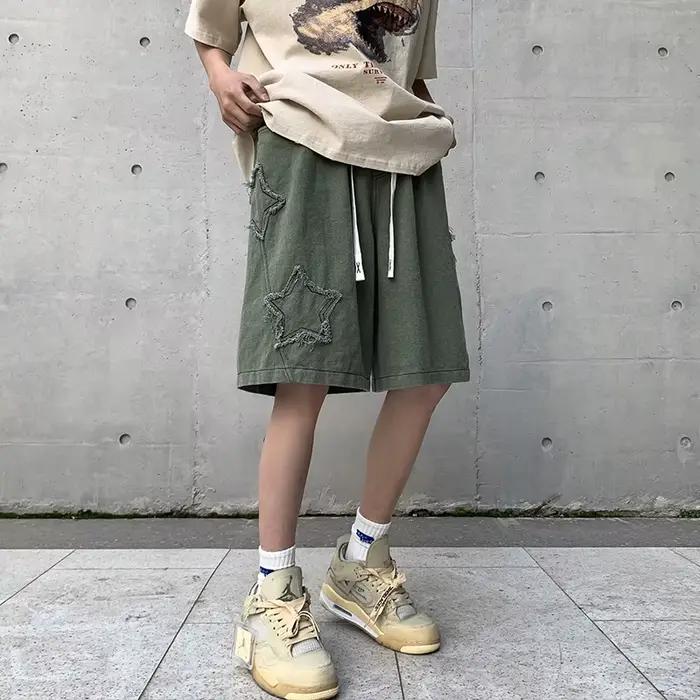 Shorts Patchwork Hommes Vintage Denim Été Décontracté Loisirs Ulzzang Streetwear Chic Occasions Spéciales