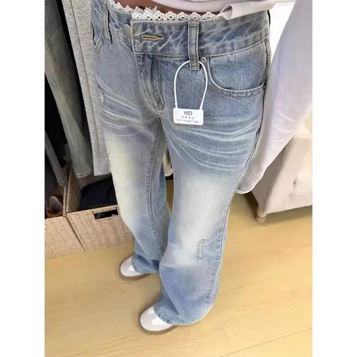 ZHIZOU – jean évasé taille basse pour femme