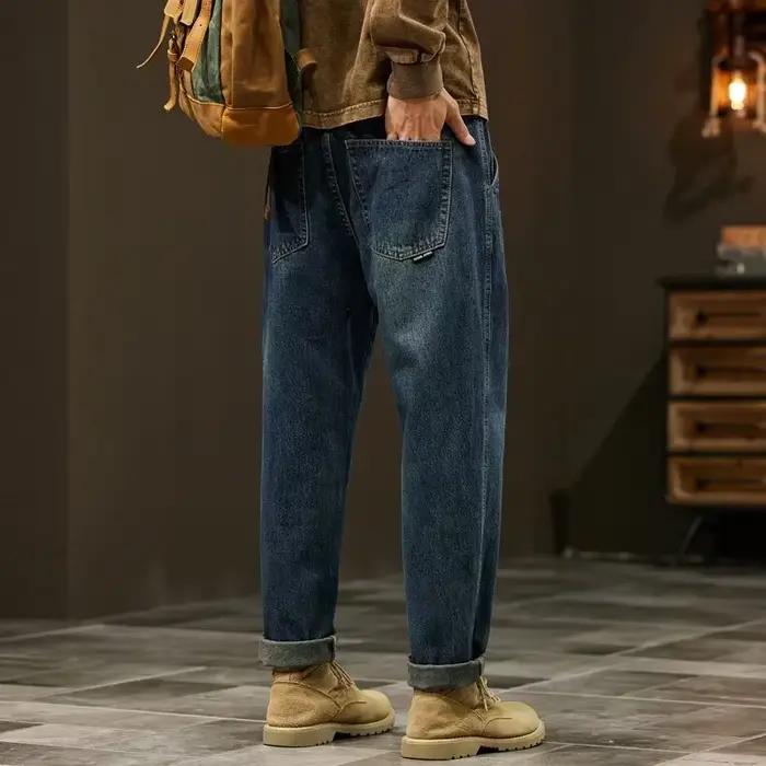 Jean ample en denim AIQUIIN pantalon sarouel décontracté pour homme quotidien et loisirs polyvalent quatre saisons ajustement lâche et confortable