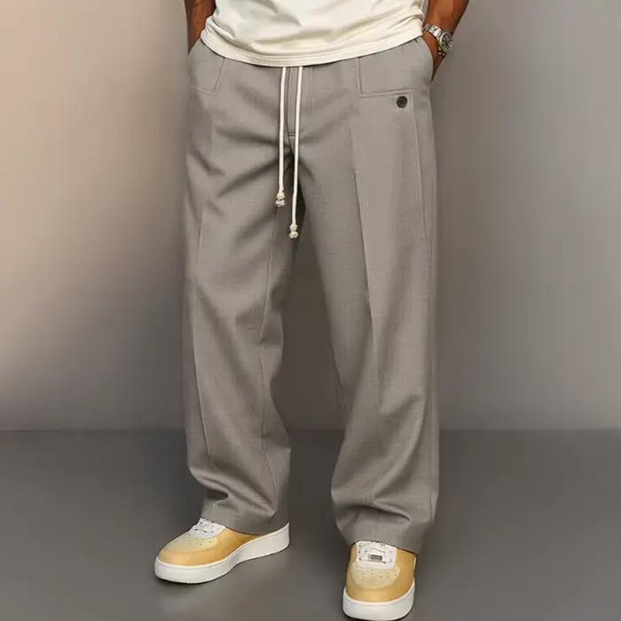 Streetwear nouveaux pantalons décontractés pour hommes printemps automne mode couleur unie à lacets pantalon
