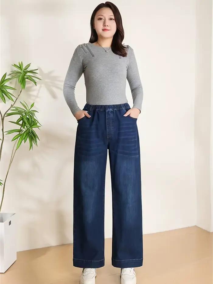 Femmes jambe large jean 7XL 9XL droit étiré grande taille filles mode dame