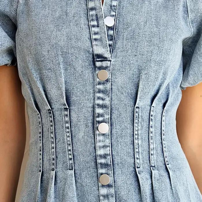 Robe chemise en jean délavé chic pour femme