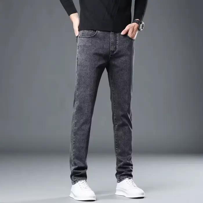 Automne été Denim jean hommes droit Stretch