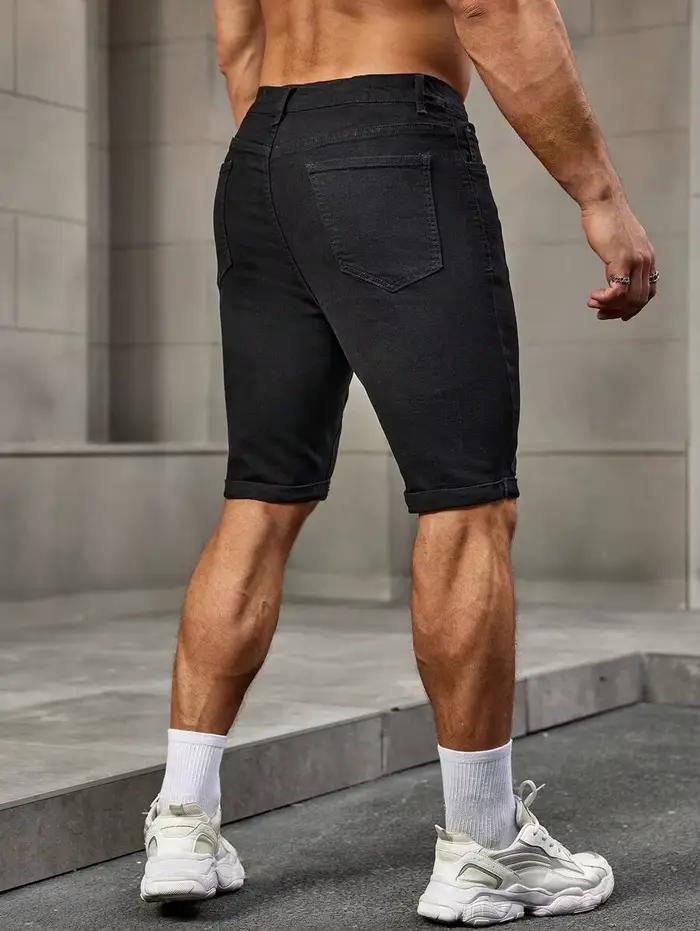 Short en Denim noir de rue américaine populaire pour hommes