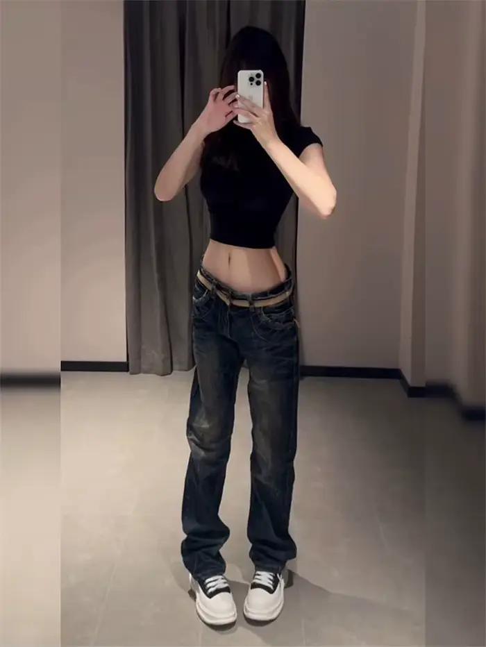 Jeans brodés aux ailes dorées personnalisés pour enfants, pantalon évasé taille basse, design décontracté, printemps été, pour filles occasions spéciales