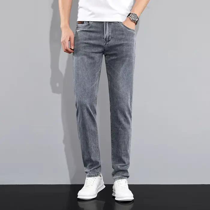 Marque de luxe printemps été hommes jean mince Denim pantalon coton bleu travail en plein air corée
