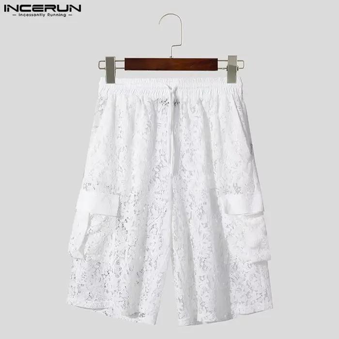Shorts décontractés en coton et polyamide avec dentelle pour hommes, idéaux pour les journées d'été et les sorties quotidiennes