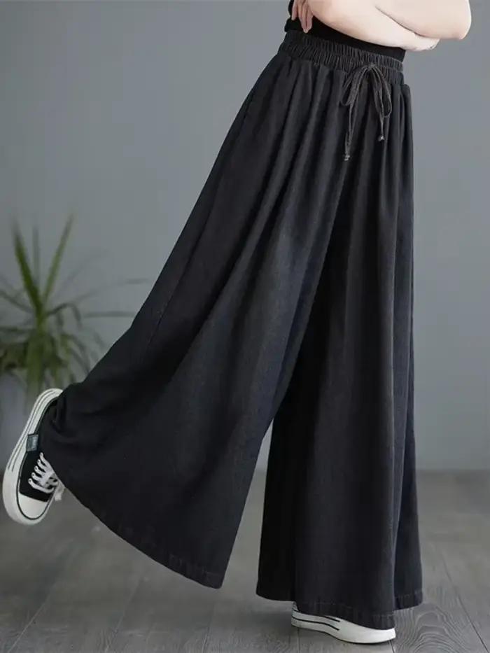 Pantalon en Denim relaxant à jambes larges pour femmes