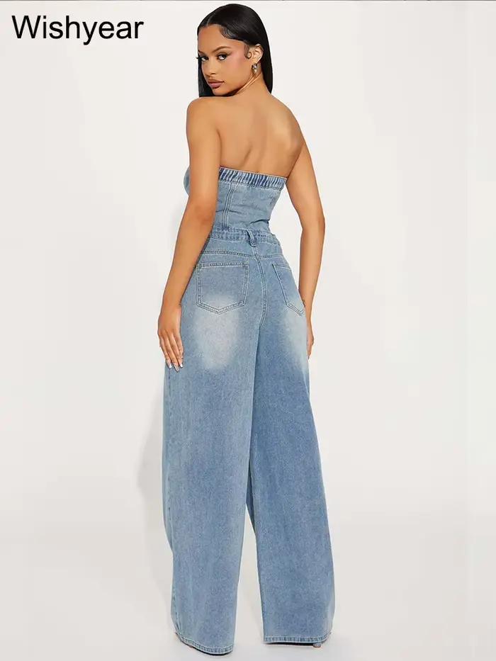 Combinaison en Denim bleu pour femmes