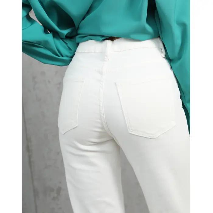 Jean Vintage Blanc ZHISILAO Pantalon Femme Style Urbain Haute Qualité Coton Polyester Élasthanne Occasions Spéciales