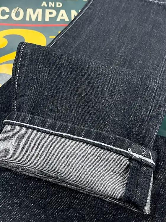 100% coton dos Paris boucle printemps noir jean droit pour hommes américain Style rétro décontracté japonais mince effilé pantalons longs