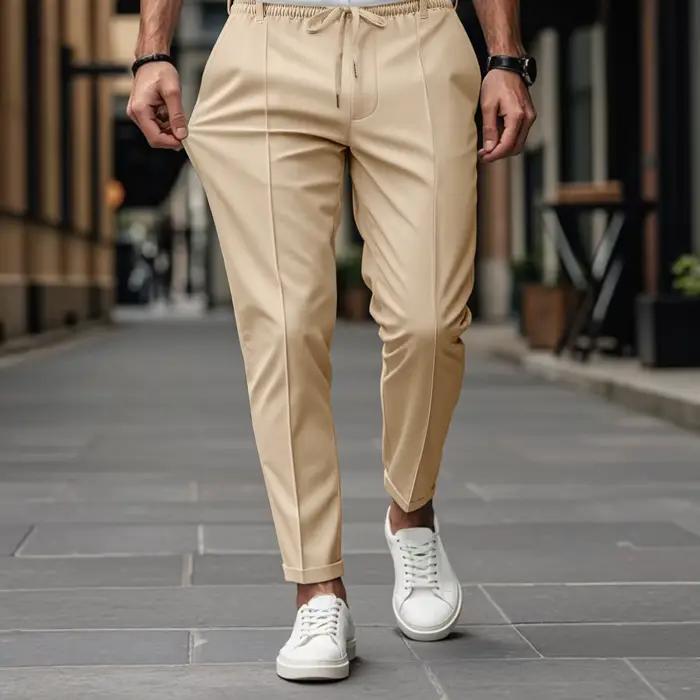 Pantalon à jambes droites homme haute qualité couleur unie style décontracté confort voyage四季通用男士直筒裤高质单色休闲舒适旅行