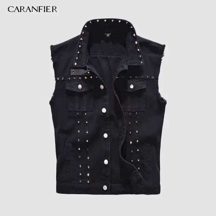 Veste de Moto en Jean Noir pour Homme