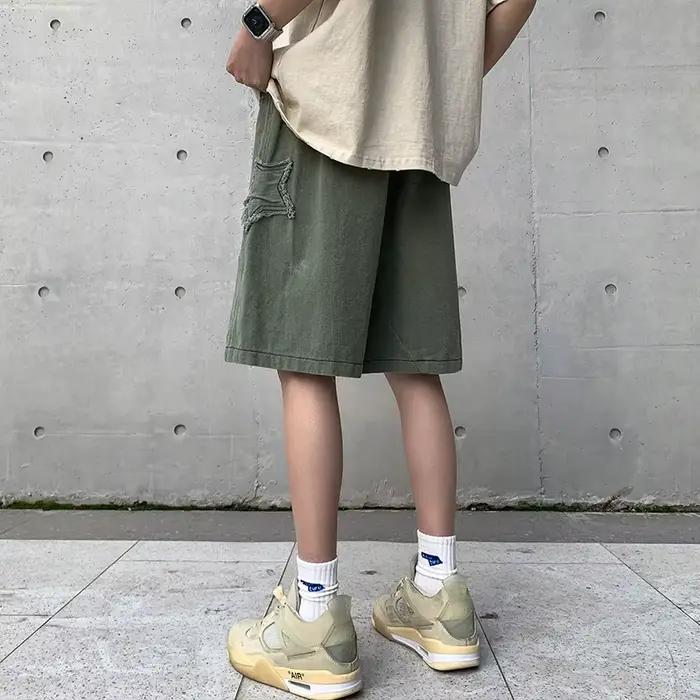 Shorts Patchwork Hommes Vintage Denim Été Décontracté Loisirs Ulzzang Streetwear Chic Occasions Spéciales