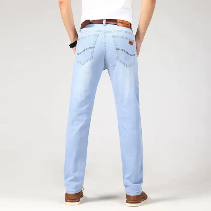 Jean fin pour hommes de marque 2025 été nouveau Style affaires décontracté coupe ajustée élastique