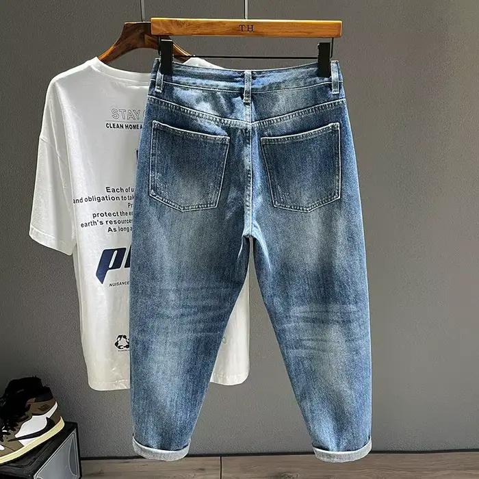 Jean déchiré en pur coton pour hommes