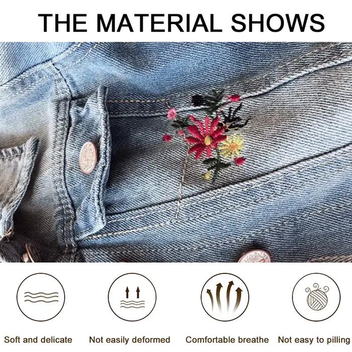Veste en jean pour filles avec broderie, veste en jean pour enfants à la mode de fleurs, manteau de transition pour tout-petits, vêtements d'extérieur de cowboy décontractés pour enfants