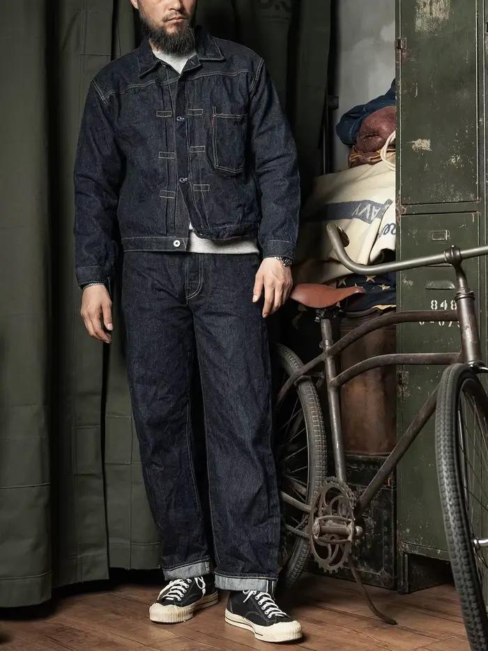 Robuste Bronson S801XX Slub Raw Selvage Denim Jeans 1943 Vintage Taille Salopette Rigide