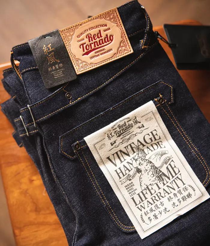 Balikou Red Tornado Lire la description! Pantalon en jean non lavé à lisière indigo brut