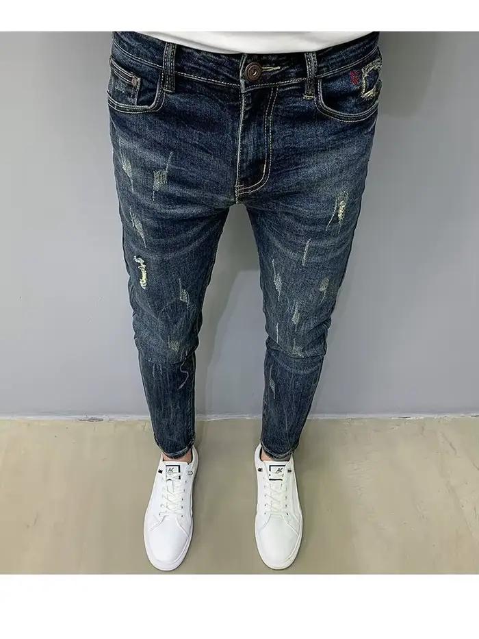 Harajuku mode automne nouveau jean bleu hommes
