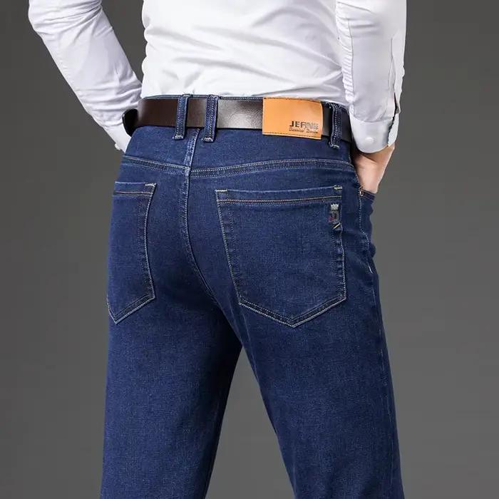 Grande taille 42 44 46 hommes mode jean décontracté classique affaires droite élasticité Denim pantalon printemps