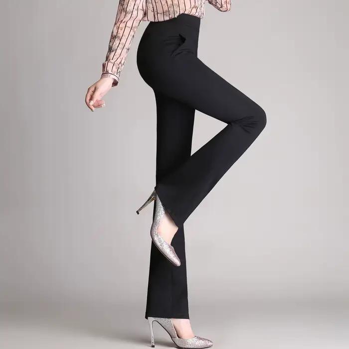 Pantalon évasé femme taille haute micro pantalon travail