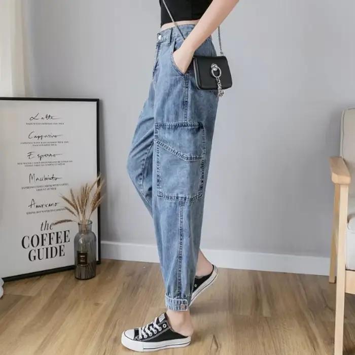Jeans sarouel taille haute pour femmes