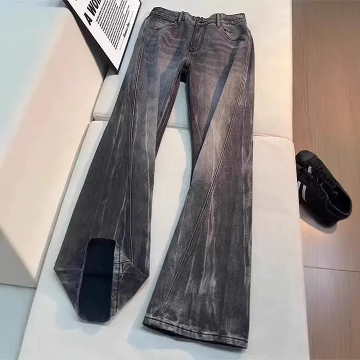 Nouveau Jean Diagonal Homme 2026 Motif Éclair Style Américain
