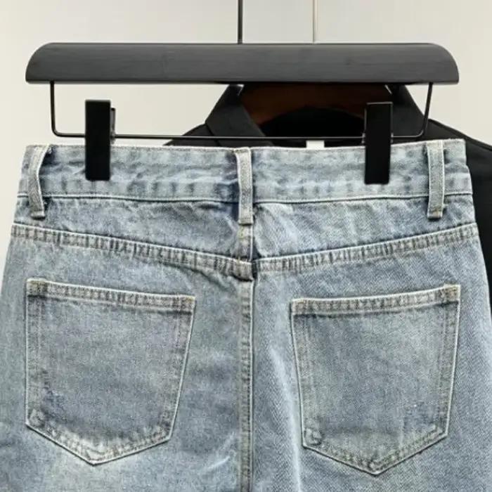 Short en jean droit graphique pour homme