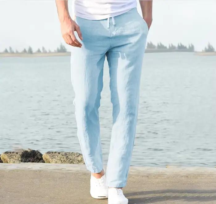 Pantalon en coton et lin pour homme