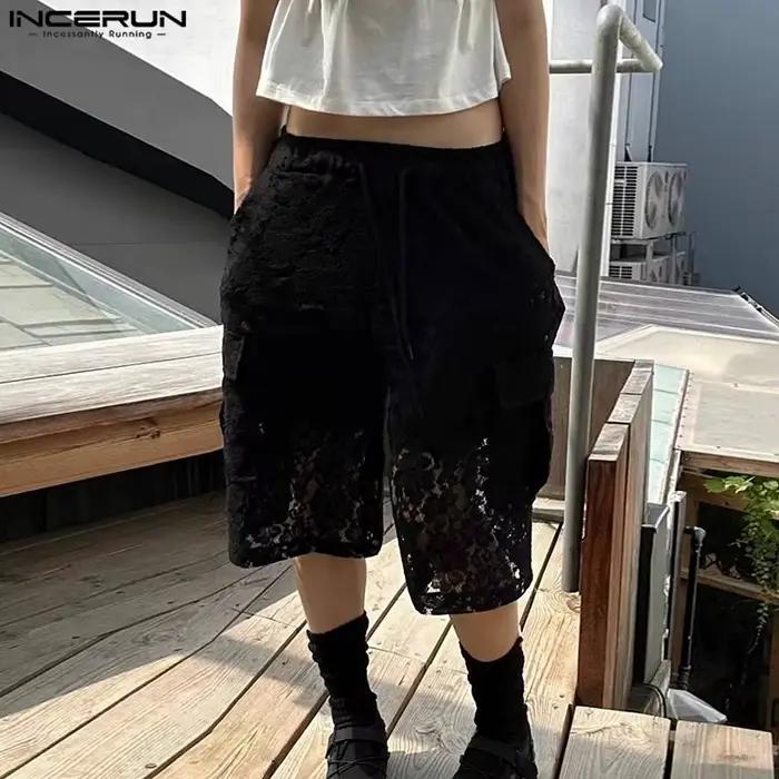 Shorts décontractés en coton et polyamide avec dentelle pour hommes, idéaux pour les journées d'été et les sorties quotidiennes