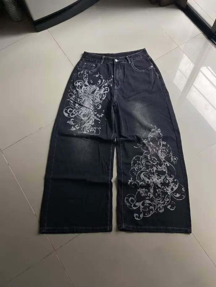 Harajuku – jean noir délavé pour hommes
