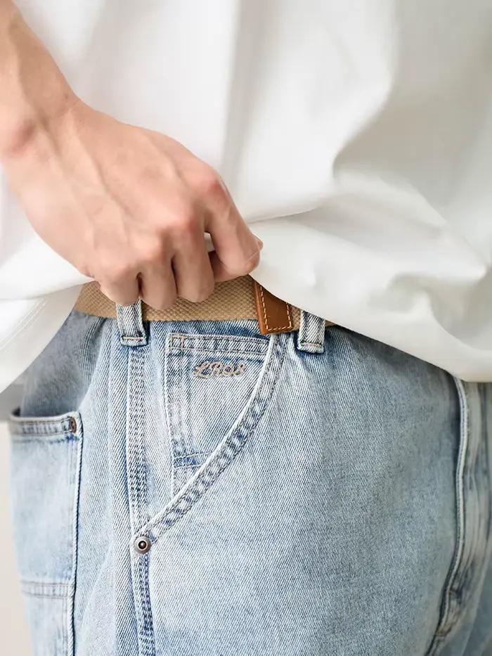 SIMWOOD 2026 Printemps-Été Nouveau Jean Cargo Ample et Décontracté pour Homme en Denim 11oz