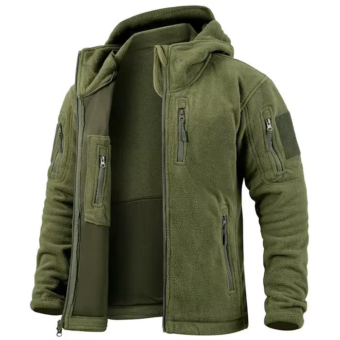 Veste polaire tactique homme militaire avec fermeture éclair et multiples poches pour randonnée et chasse hiver