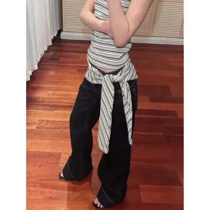 Femmes Vintage bleu Y2k Baggy Jean 2025 automne Harajuku petit ami Denim pantalon haute rue 2000s