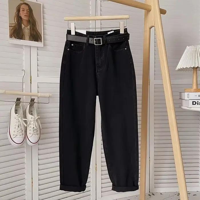 Femmes printemps taille haute fermeture éclair Denim sarouel ample jean femme Vintage ballon pantalon dames
