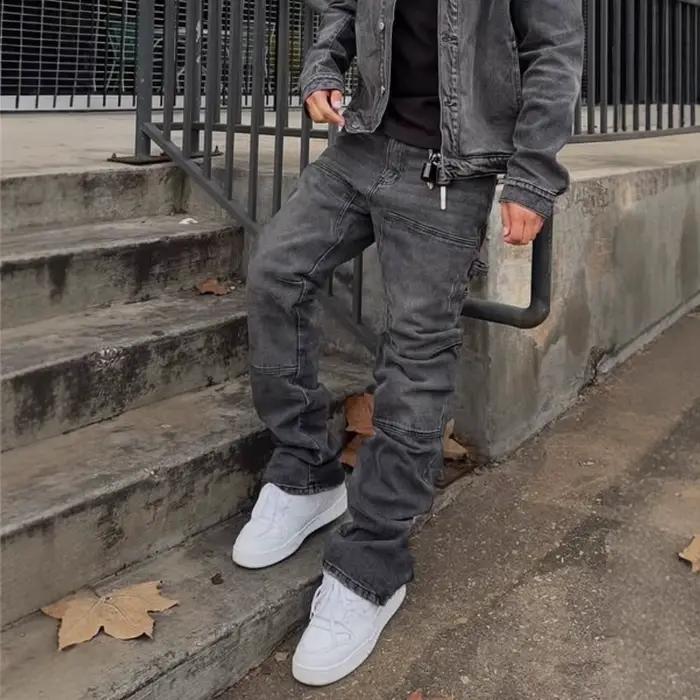 Nouveau Jean Homme 2026 – Pantalon Ample Déchiré Décontracté à Jambes Larges et Légèrement Élastique