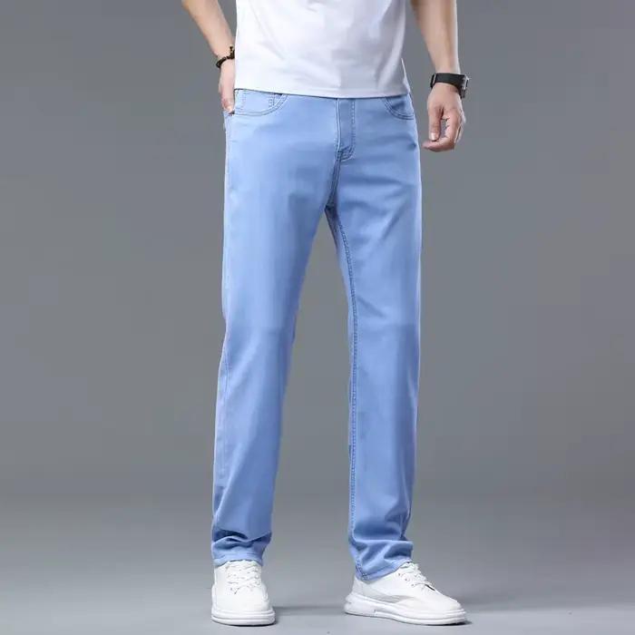 2025 été nouveaux hommes bleu ciel mince Stretch jean Lyocell