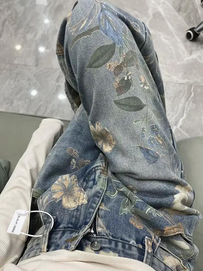 Jean Vintage à Imprimé Floral pour Femme