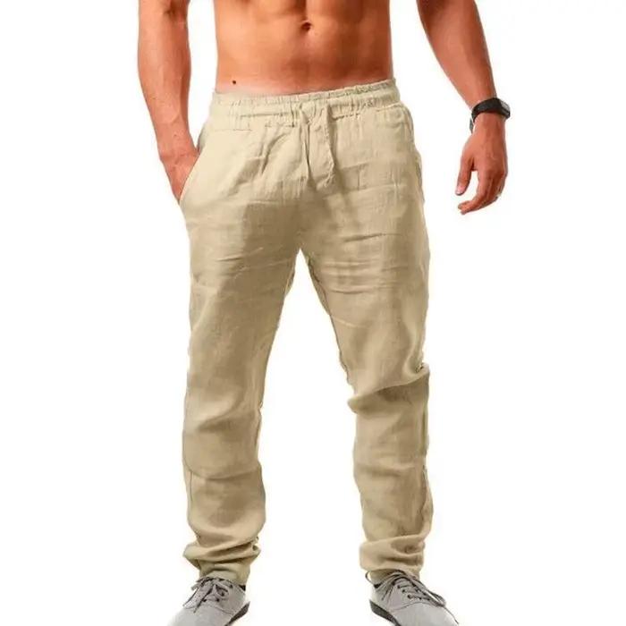 Pantalon baggy homme en coton et lin
