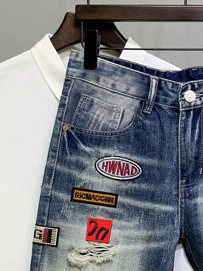 Nouveau short en jean tendance homme style déchiré bleu coupe slim personnalisable pour occasions quotidiennes et mode décontractée