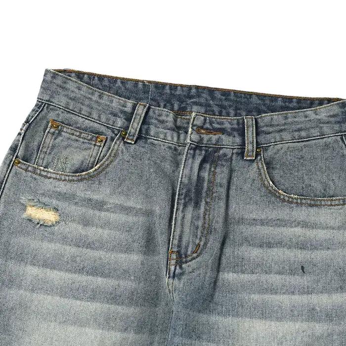KSTUN jean en détresse hommes déchiré Hiphop moto Denim pantalon évasé