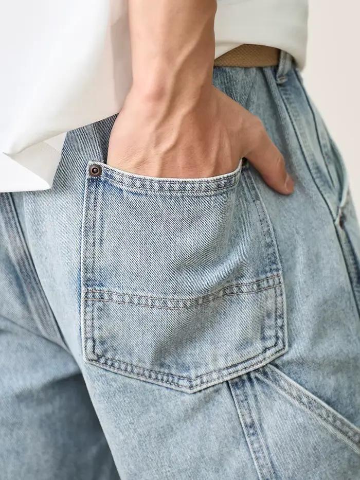 SIMWOOD 2026 Printemps-Été Nouveau Jean Cargo Ample et Décontracté pour Homme en Denim 11oz