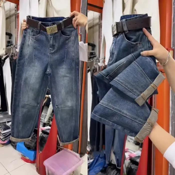 Jean en denim bleu foncé pour femme