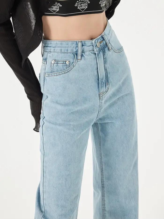 Jeans droits à jambes larges pour femmes