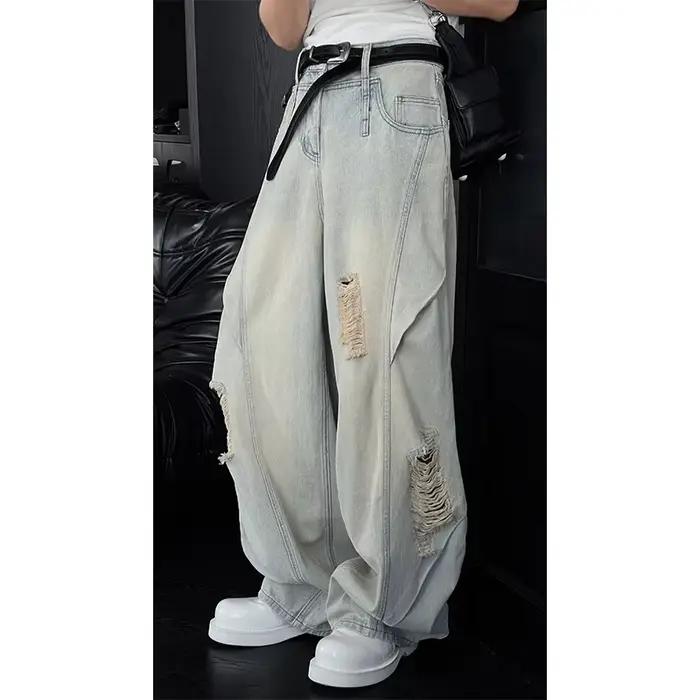 Nouveau Jean déchiré délavé pour homme