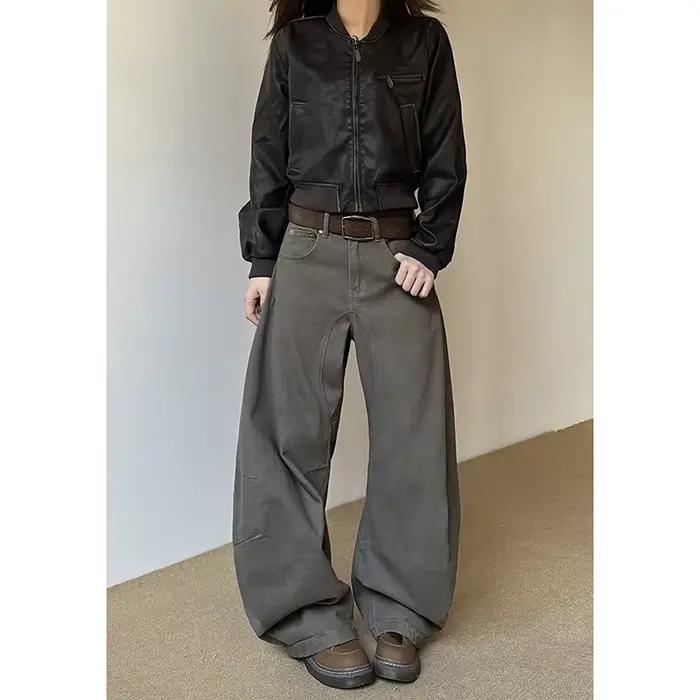 Pantalon en jean Camel taille haute pour femmes