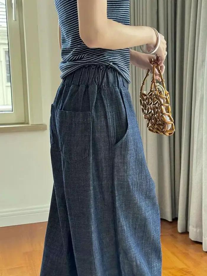 Jean vintage taille haute élastique pour femme