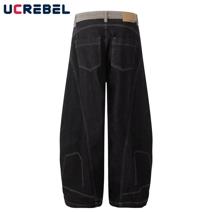 Jean foncé patchwork pour homme